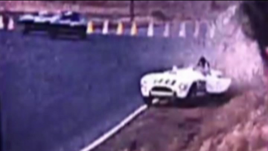 Dave MacDonald races the Carroll Shelby Cobra 260ci to its first ever win at Riverside International Raceway